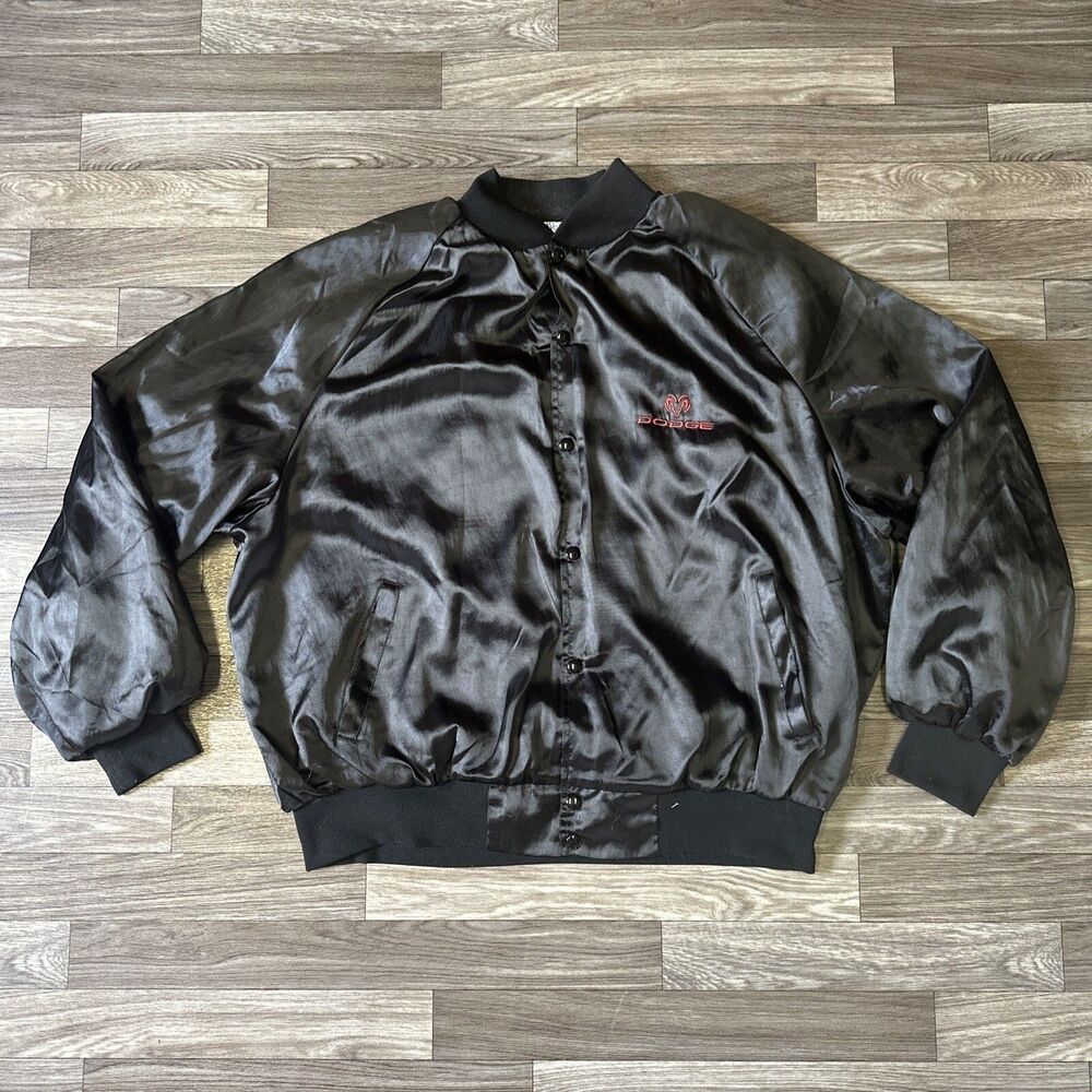 Vintage West Ark Dodge Ram Satin Bomber Jacket Men’s 3XL Black Made In USA